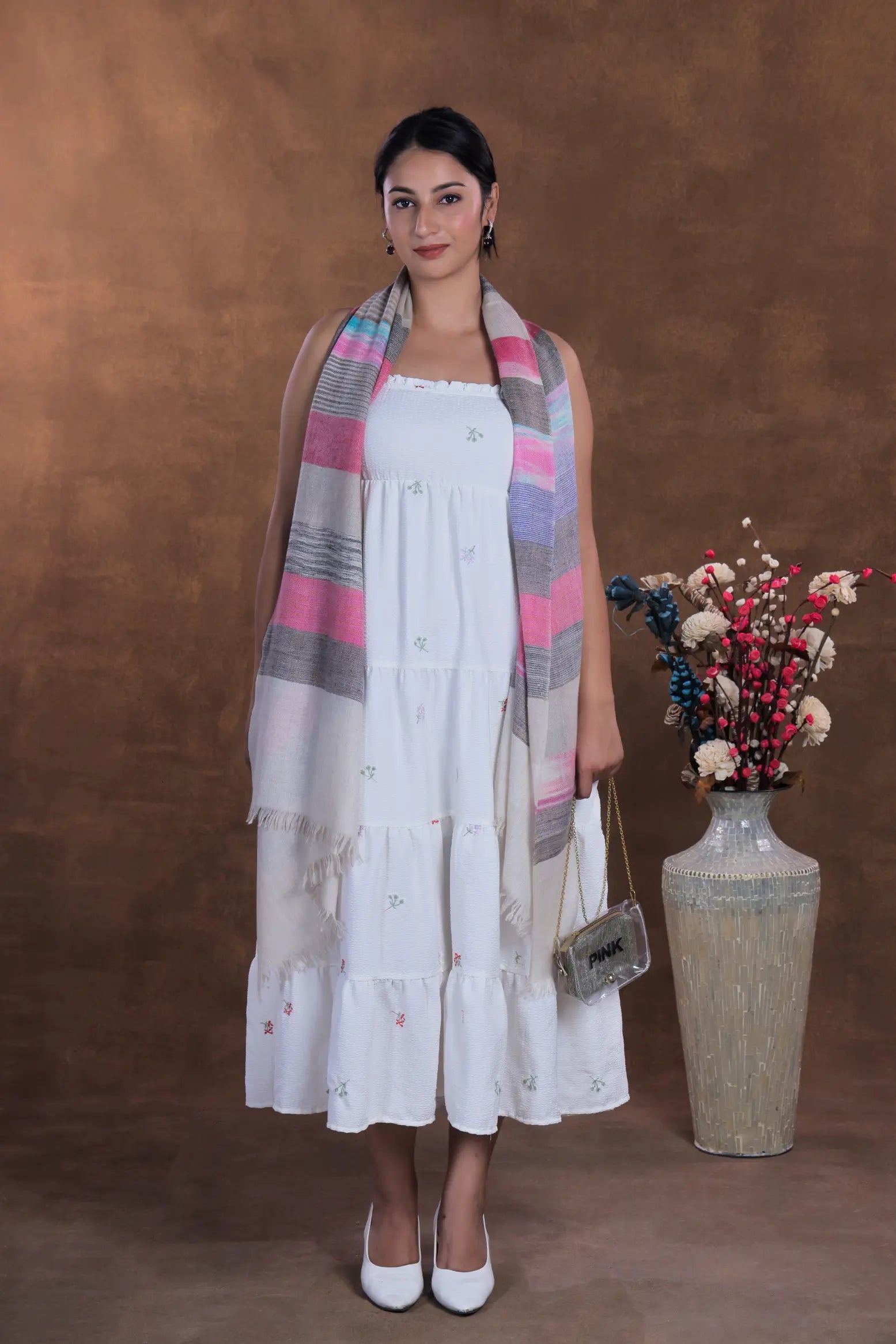 Pink- blue symmetrical Shawl
