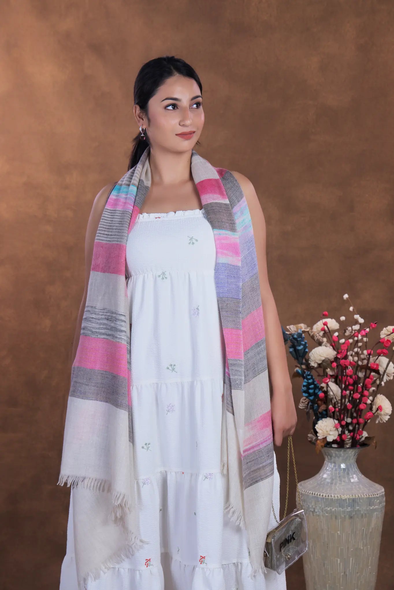 Pink- blue symmetrical Shawl