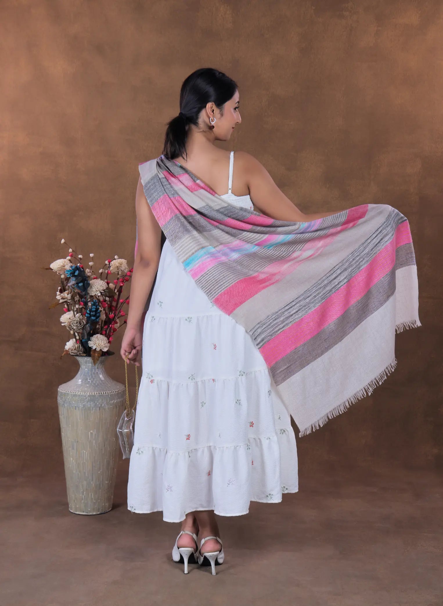 Pink- blue symmetrical Shawl