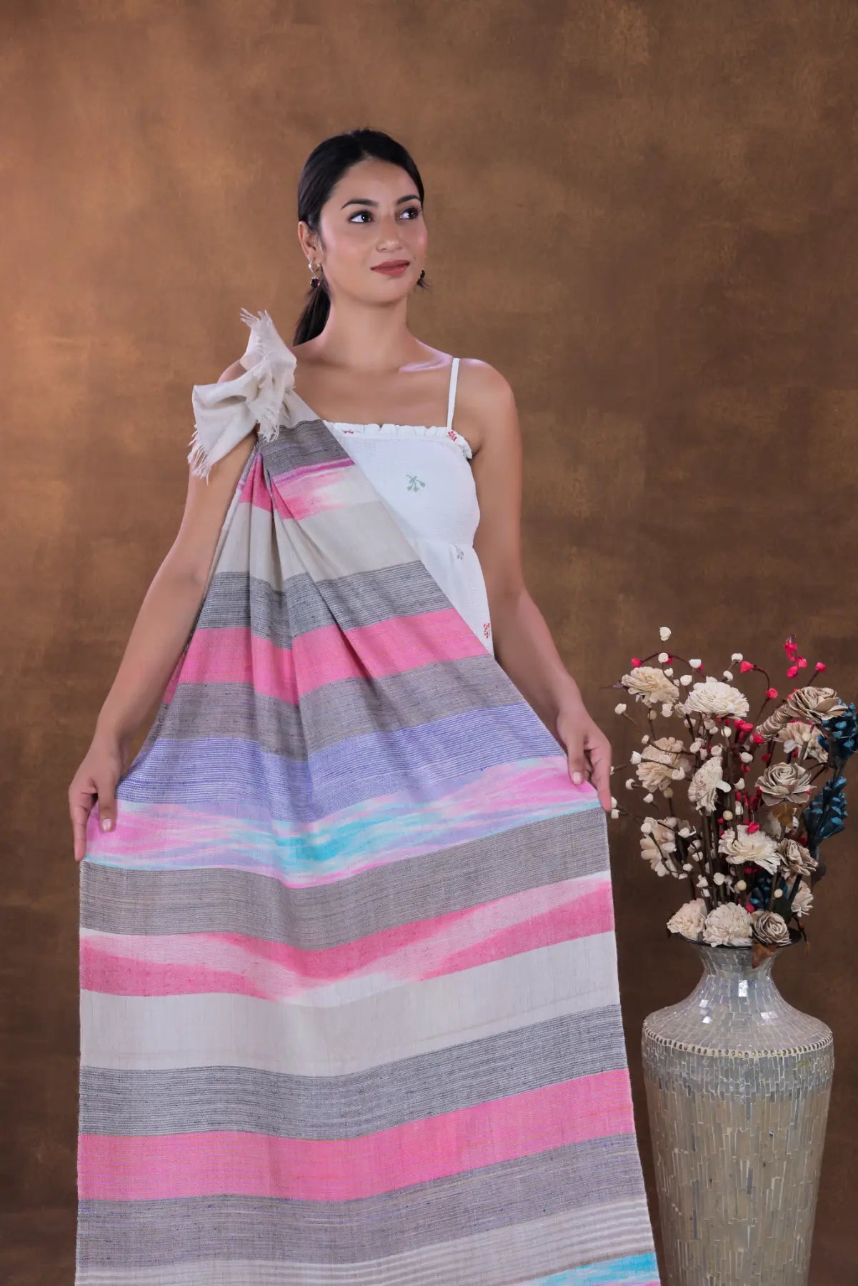 Pink- blue symmetrical Shawl