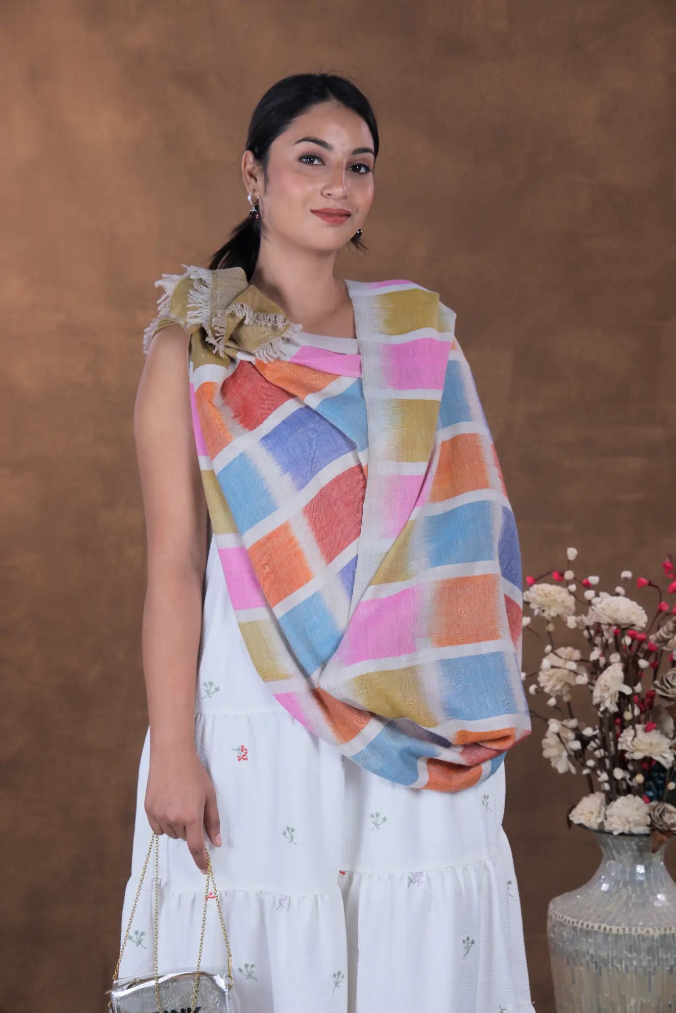 Red- blue symmetrical Shawl