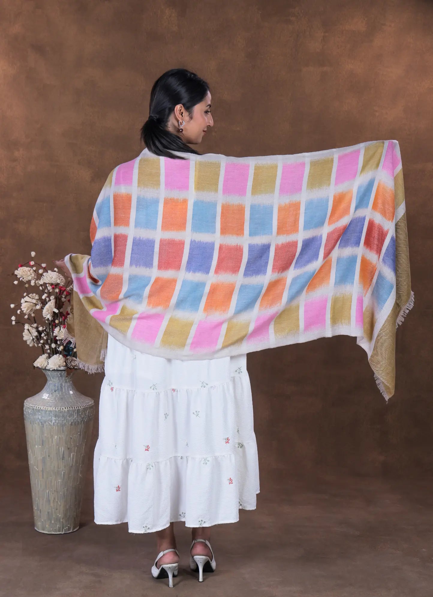 Red- blue symmetrical Shawl