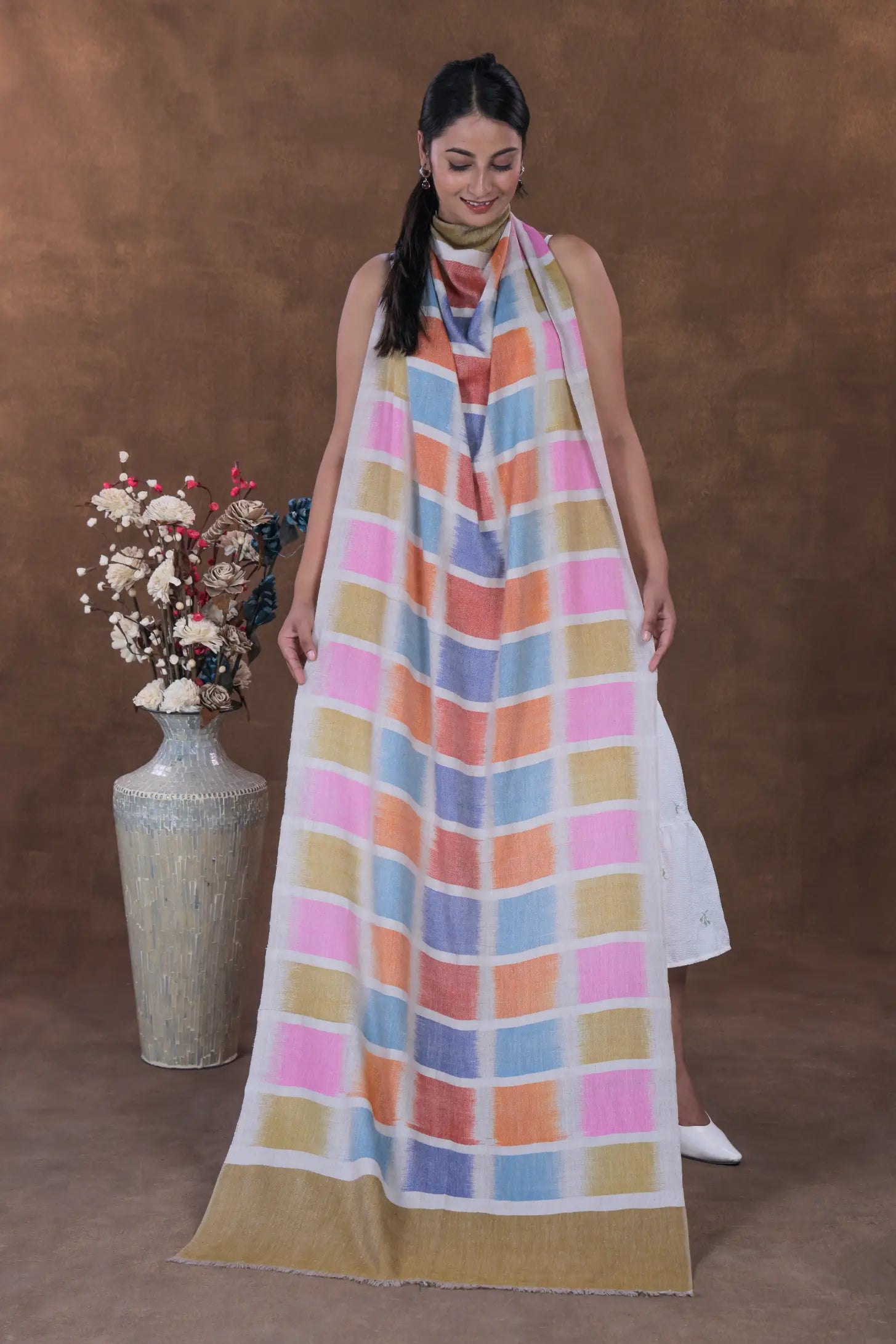 Red- blue symmetrical Shawl