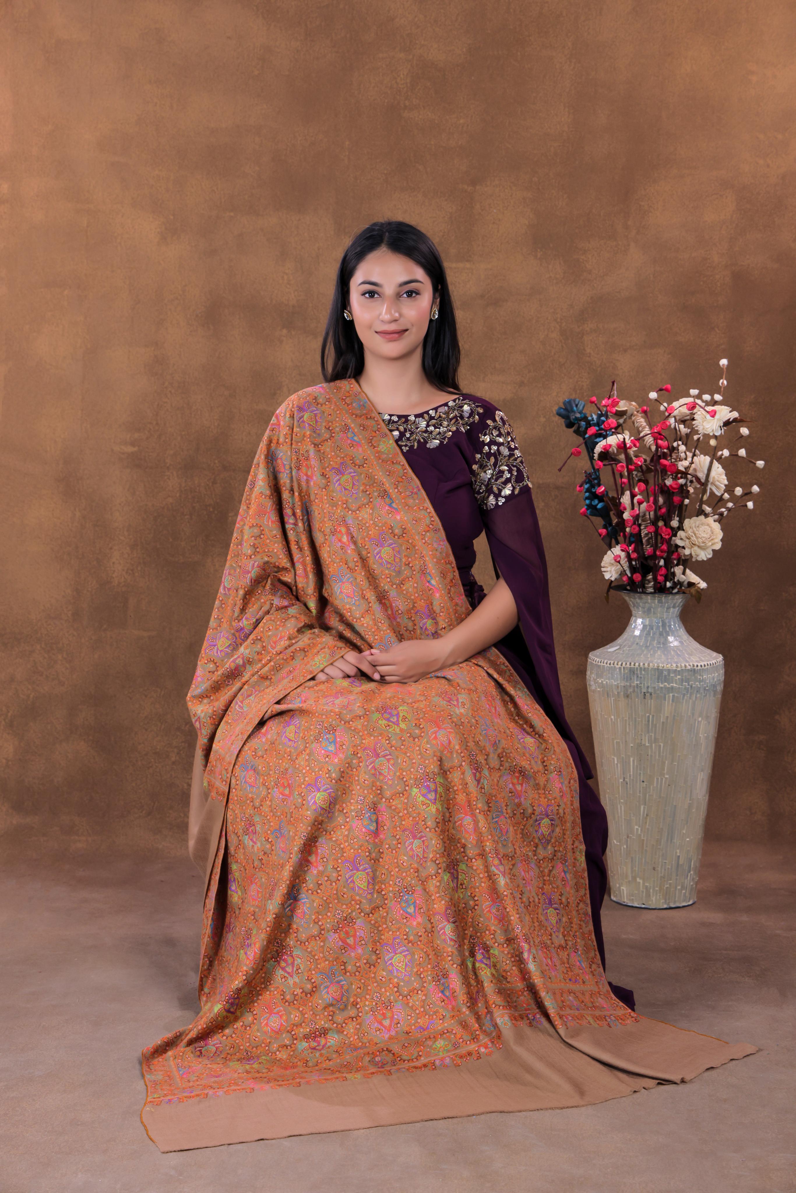 Beige Patterned Shawl