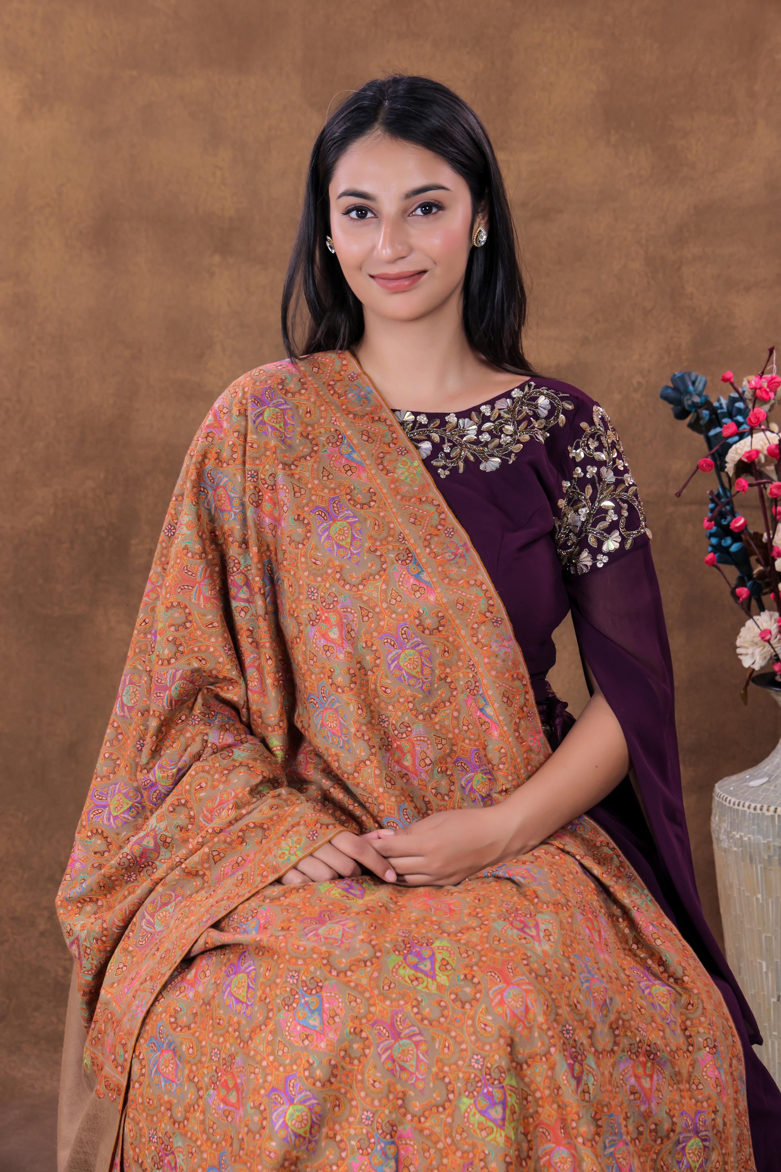 Beige Patterned Shawl