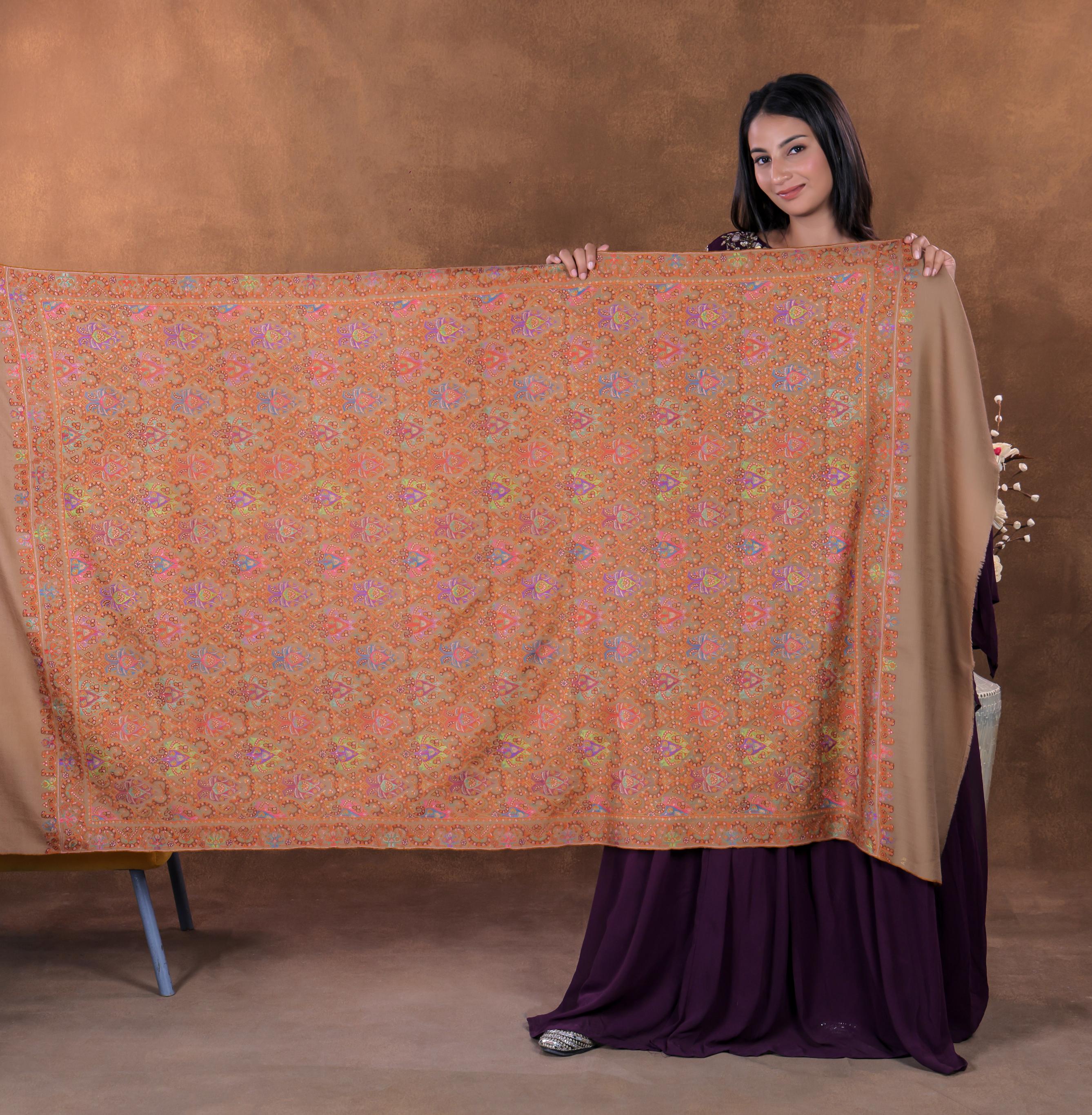 Beige Patterned Shawl