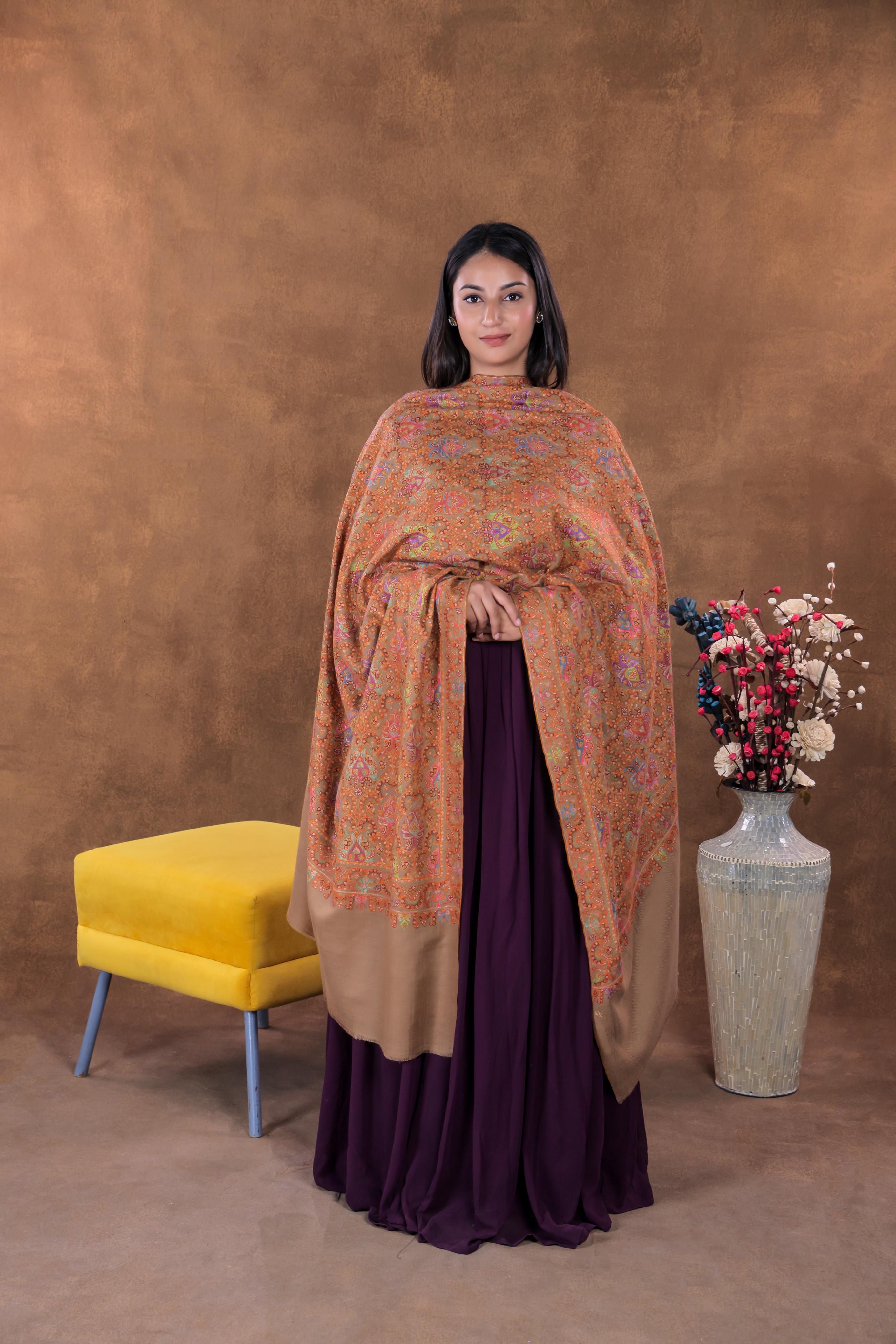 Beige Patterned Shawl