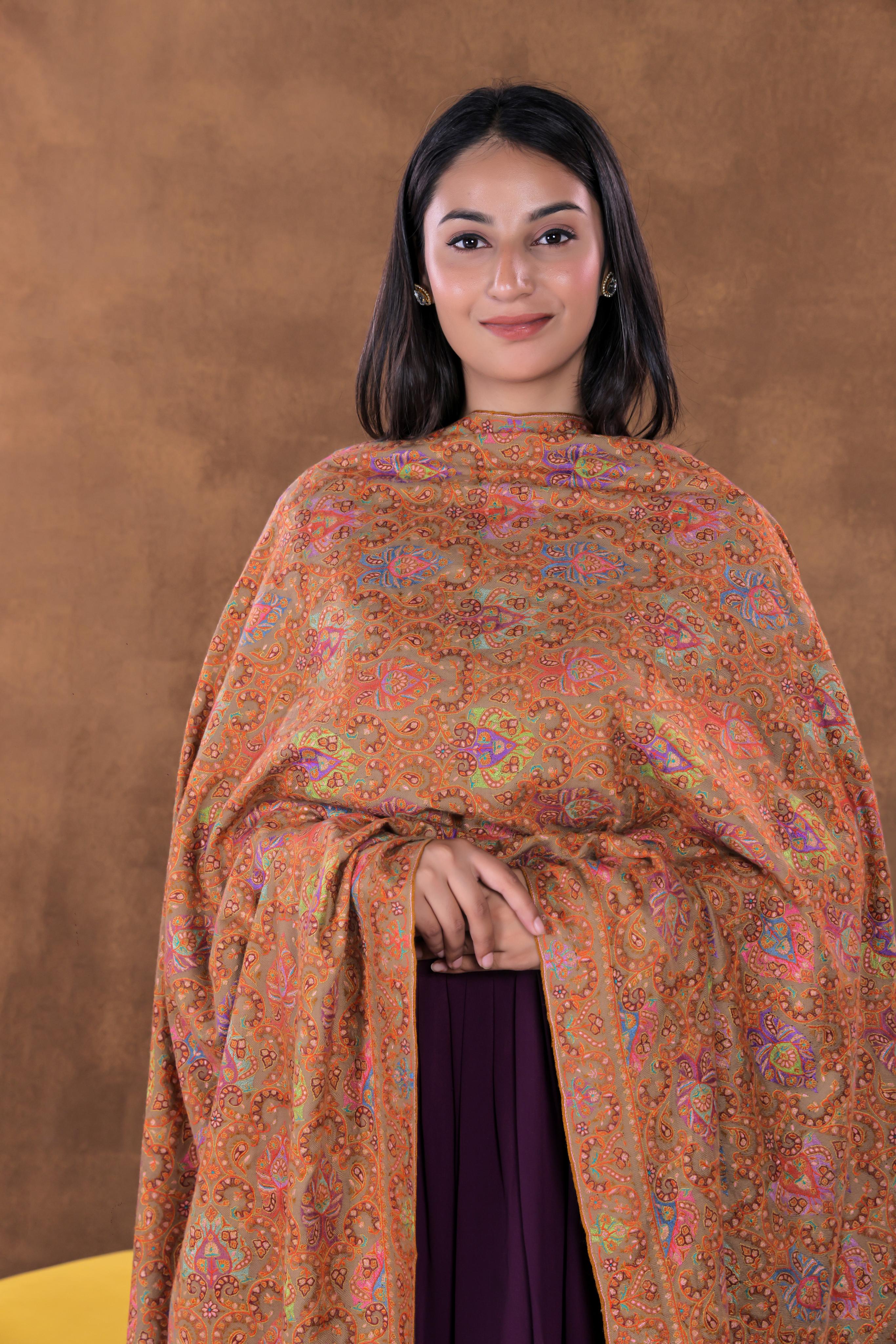 Beige Patterned Shawl